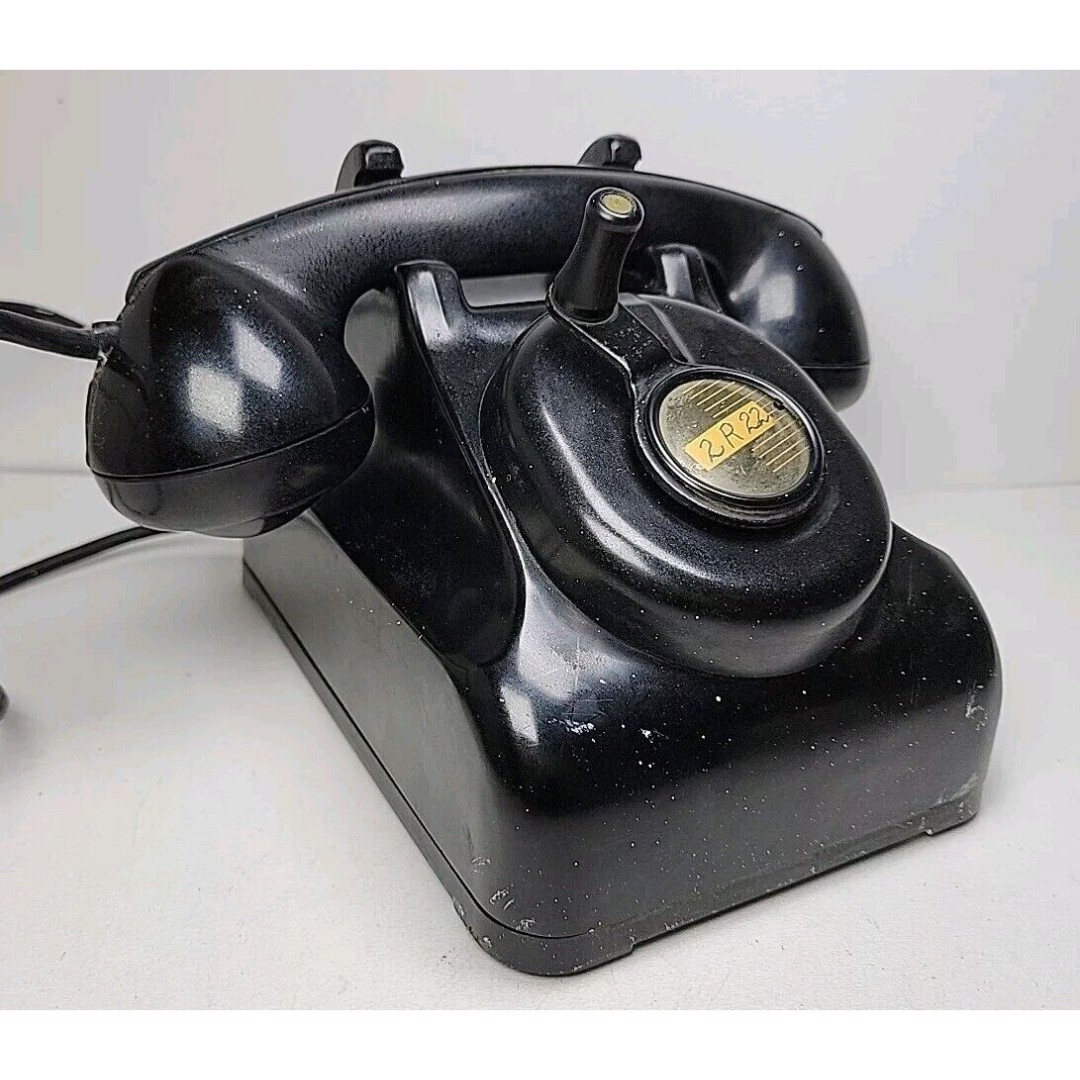Vintage Leich Crank Phone Black Bakelite Telephone Pre Rotary Early 20th c