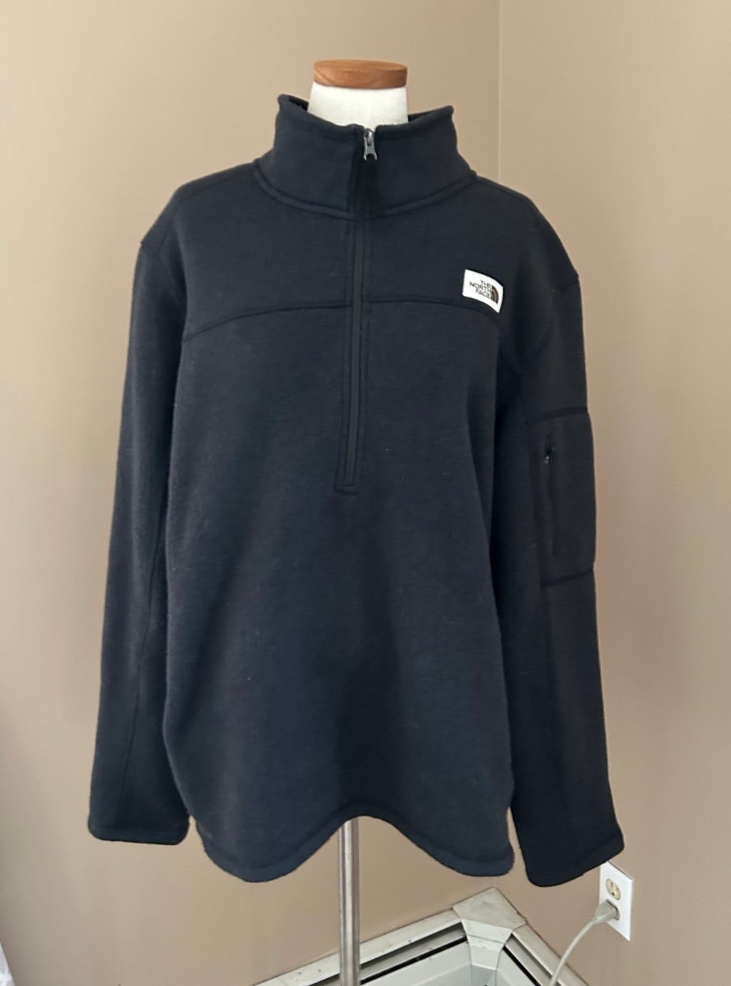The North Face gray Half Zip Knit Pullover Sweater Jacket Mens Size XL