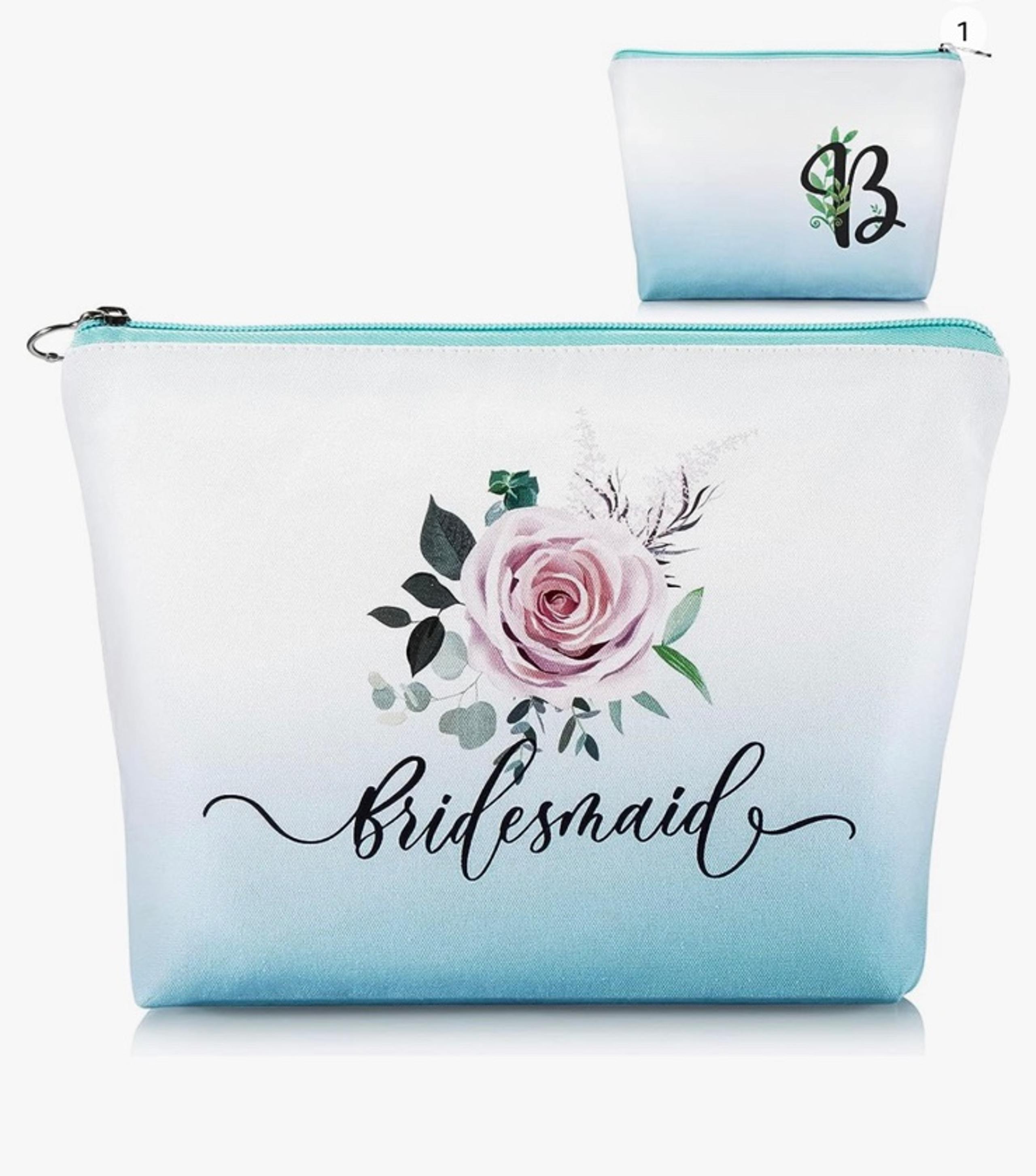 Bridesmaid Make Up Bag Monogrammed with a B