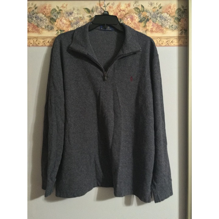 Polo Ralph Lauren Large Grey Quarter Zip Casual Preppy Light Pullover Sweater
