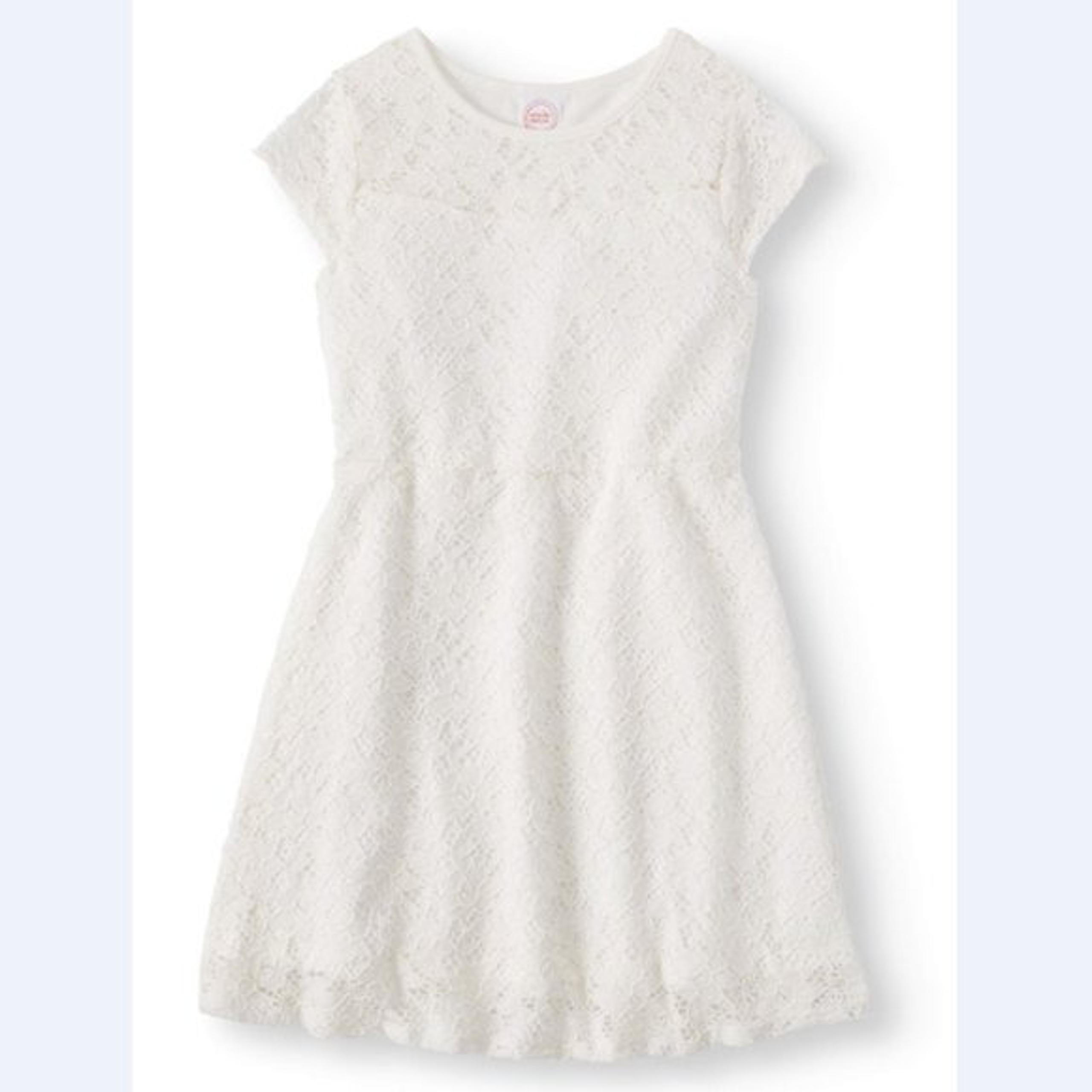 NEW Girls 7-8 (M) Ivory Lined SS Lace Dress