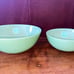 Jadeite Glass Bowl Set Martha Stewart 10” and 8” diameter New