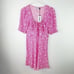 Lilita Azalea Pink Short Ruffle Sleeved Floral-Print Silk Mini Dress Sz Small