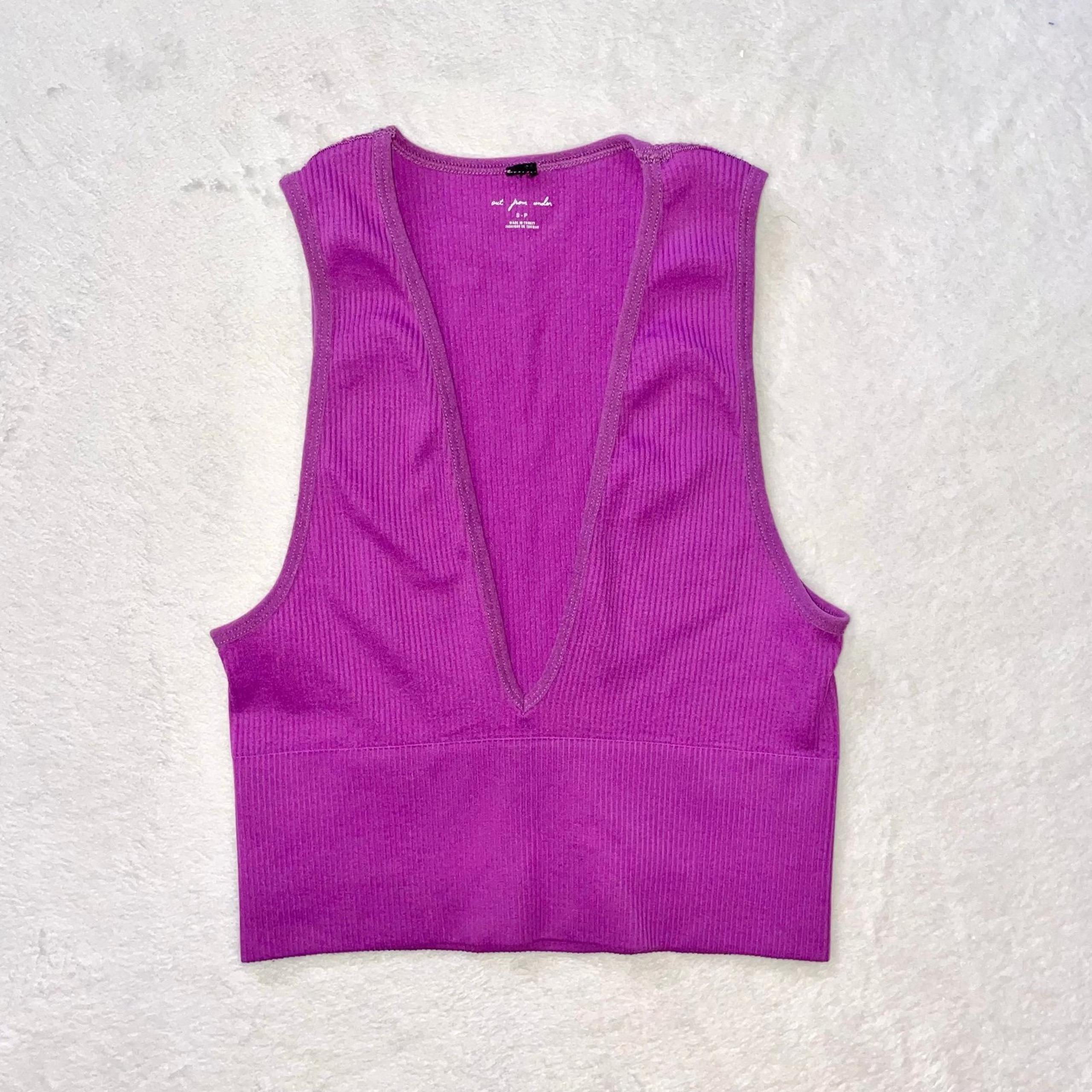 Women’s Urban Outfitters Purple Seamless Ribbed V Neck Tank Top size Small