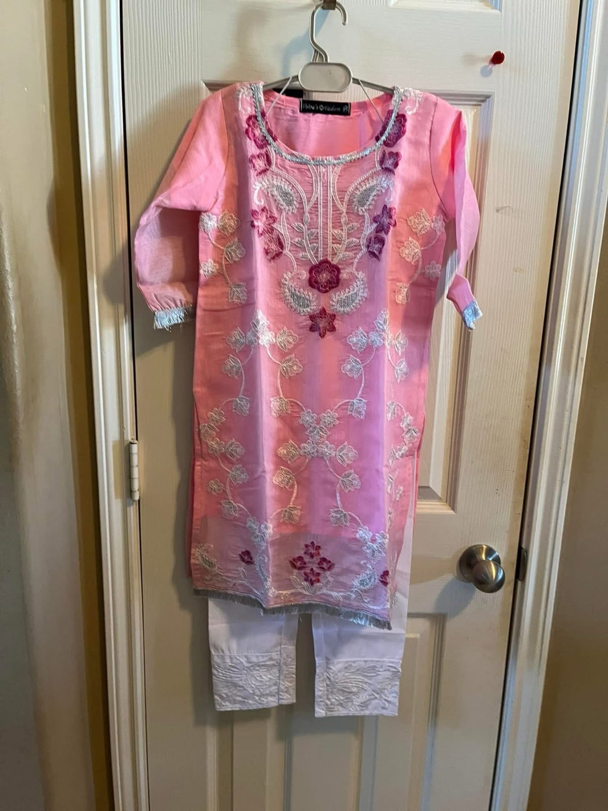 Brand New Pakistani 2 PC Paper Cotton Embroidered shirt with Malai Crepe