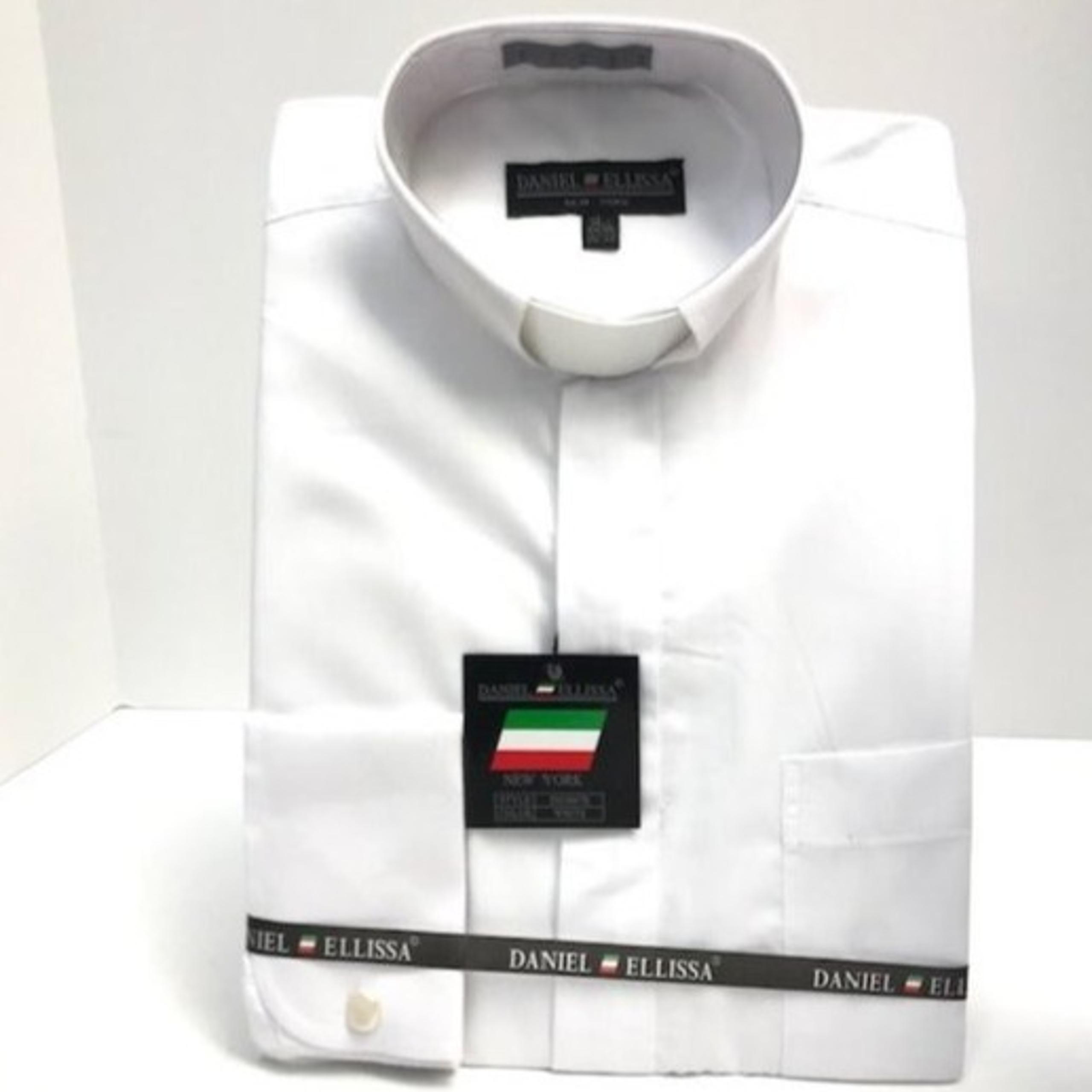 Daniel Ellissa Men's White Clergy Shirt White Collar Tab Size 19.5 36/37