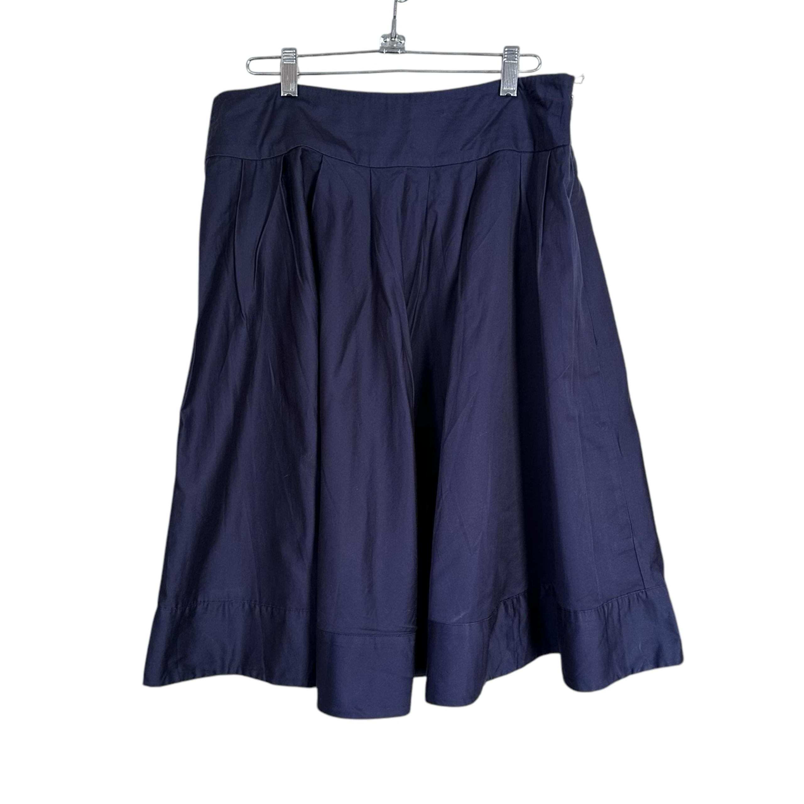 New York & Company Womens Sz 10 Navy Blue A-Line Knee Length Skirt 100% Cotton