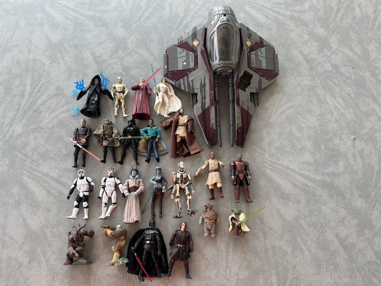 Star Wars Obi-Wan Starfighter Ship & Speeder Collection 2004 Hasbro w Figures