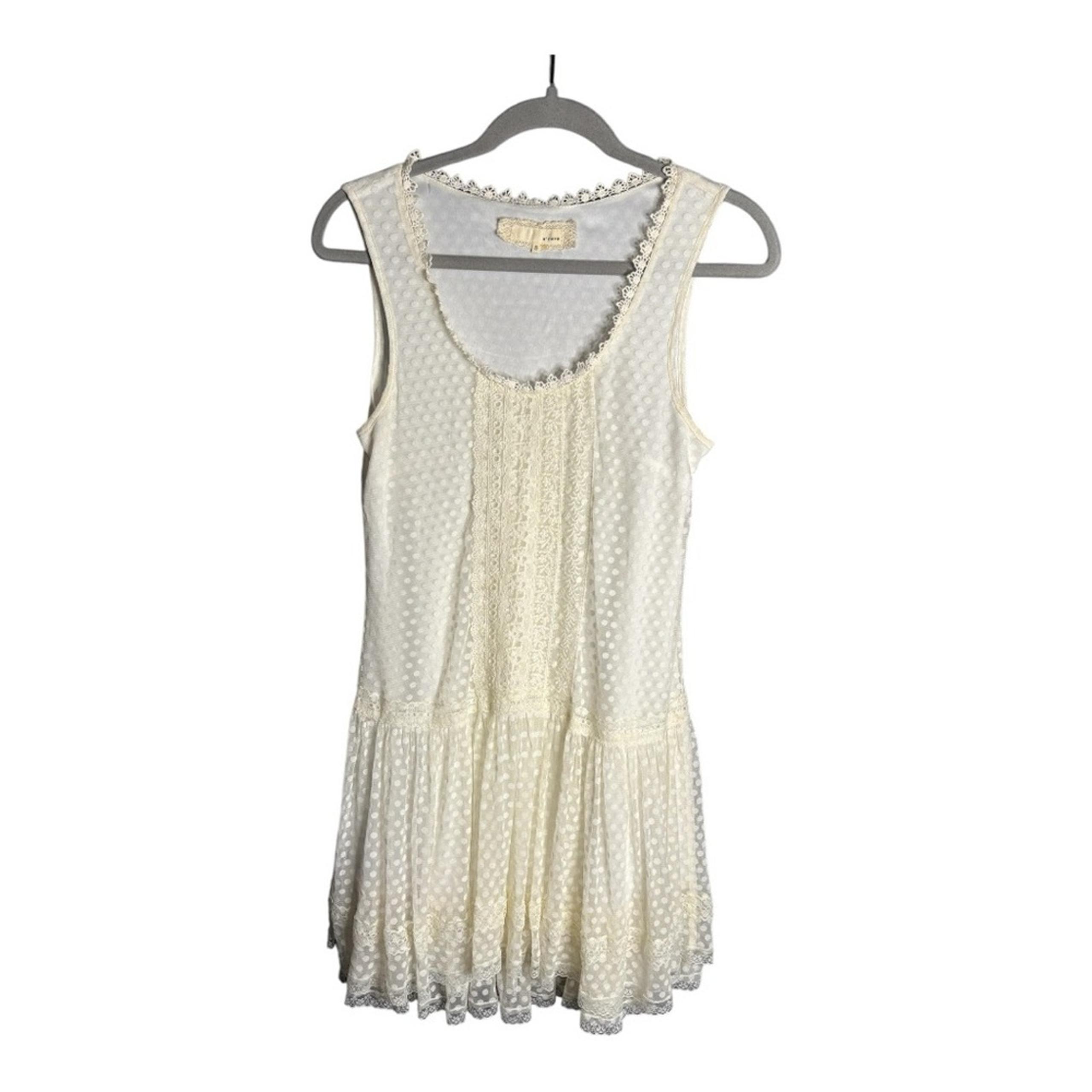 A’Reve White Sleeveless Drop Waist Ruffle Dress Size Small