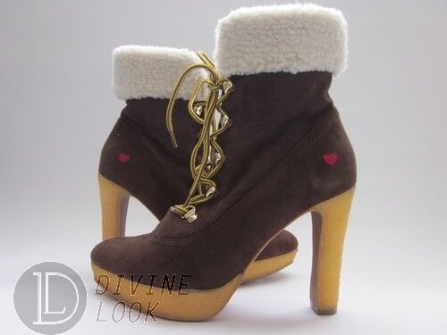 Love Moschino JA2405BH0WJA03 0 Dark Brown Suede Ankle Boots Women's 7