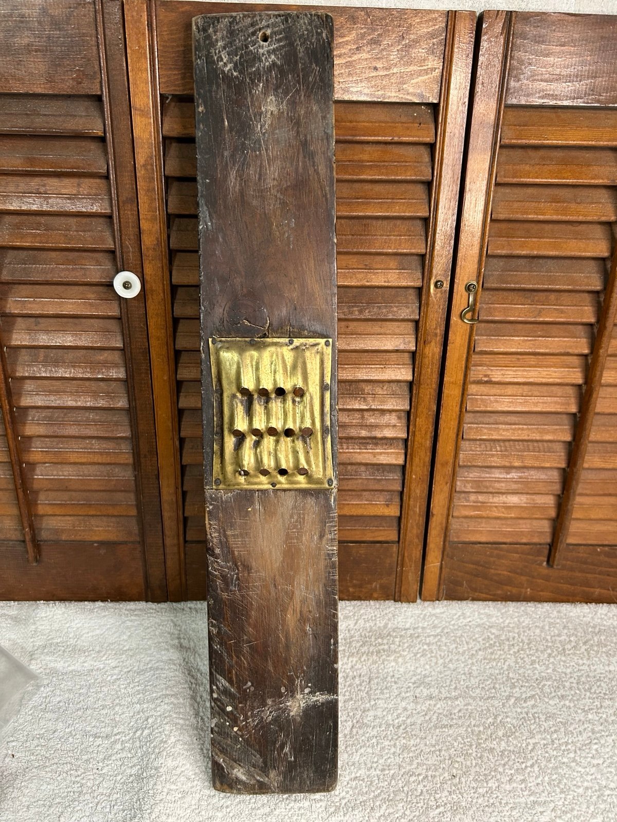 Antique Primitive Early Wood and Metal Grater Cutter