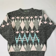 80s Streetwear Abstract Diamond Sweater