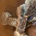 brass eagle flag pole topper finial vintage open wing heavy metal brass gold USA