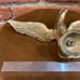 brass eagle flag pole topper finial vintage open wing heavy metal brass gold USA