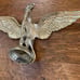 brass eagle flag pole topper finial vintage open wing heavy metal brass gold USA