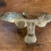 brass eagle flag pole topper finial vintage open wing heavy metal brass gold USA