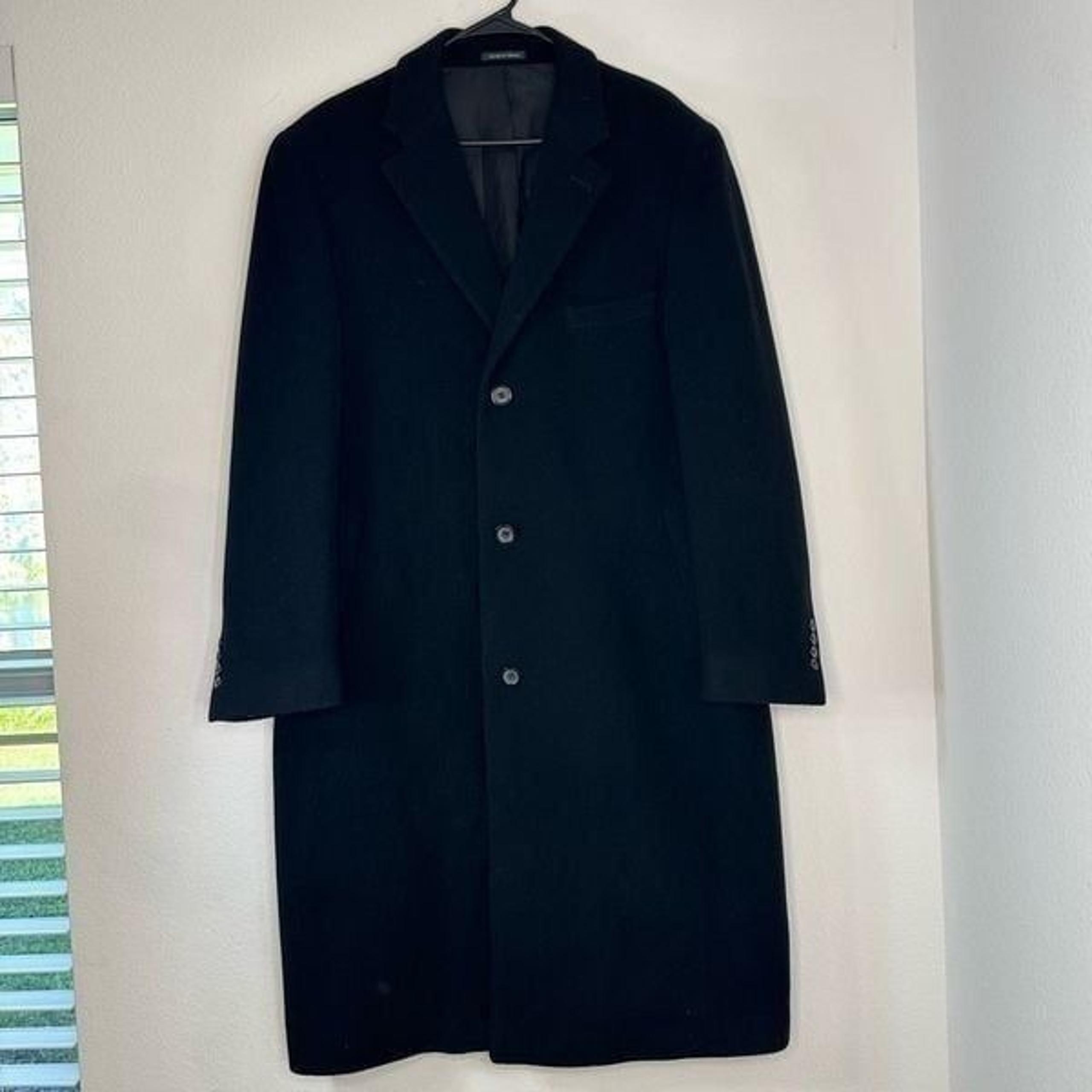 Lauren Ralph Lauren Columbia Black Trench Coat Wool Cashmere Blend Men’s 40R