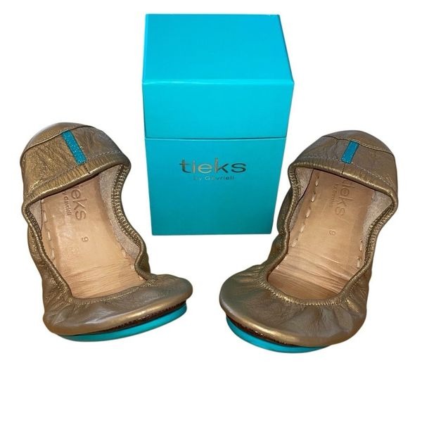 TIEKS GAVRIELI Women’s LTD EDITION Metallic Gold LEATHER BALLET FLAT SHOES SIZE