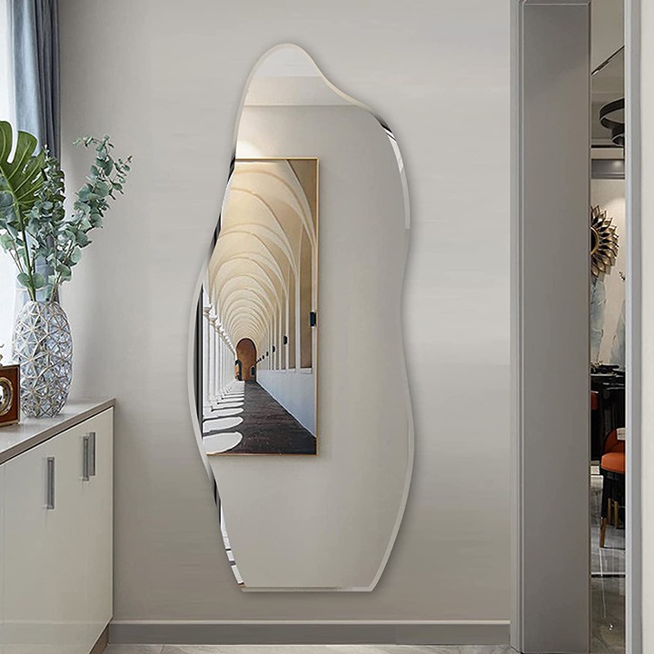 Irregular Wall Mirror Asymmetrical Accent Wall Mounted Mirror 19.6 x 47