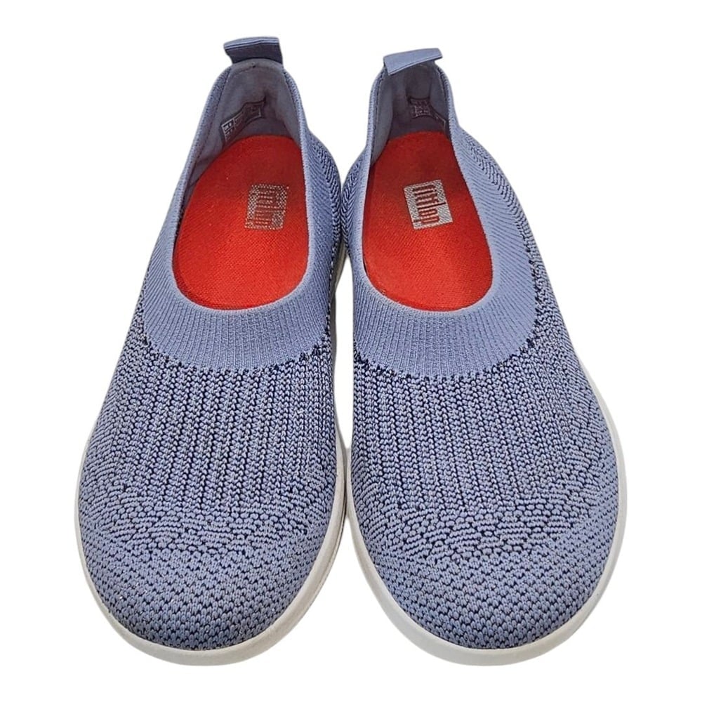 FitFlop Blue Sparkle Uberknit Slip-On Ballet Flats Sneakers Sz 8 Comfort Cushion