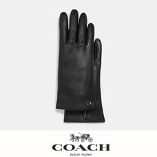Coach Sculpted Signature Leather Tech Gloves black 6.5