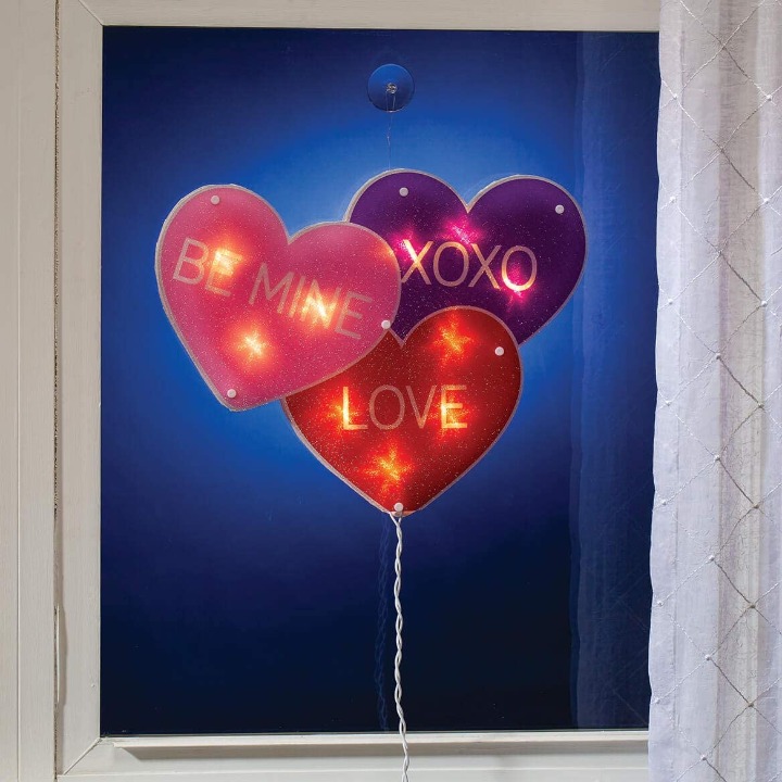 16 Lighted Valentines Day Heart - Be Mine XOXO Love Window Shimmer Decora