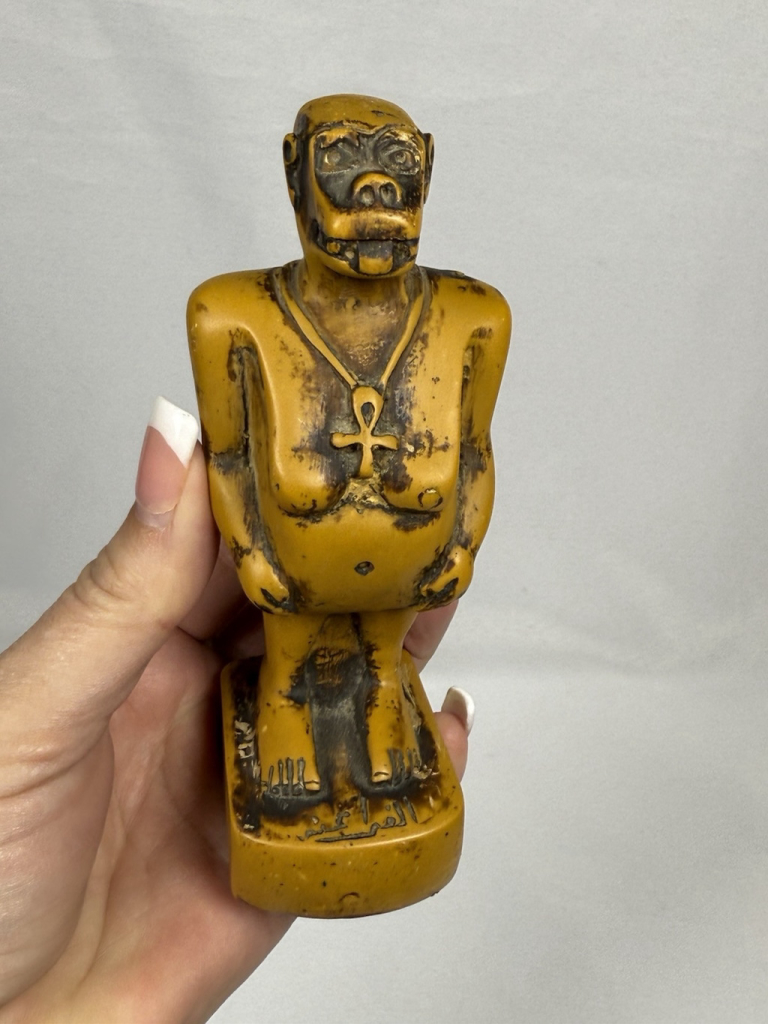 Carved Resin? Monkey Gorilla Ape Figurine Vintage? Unique 5.5” Egyptian? Statue