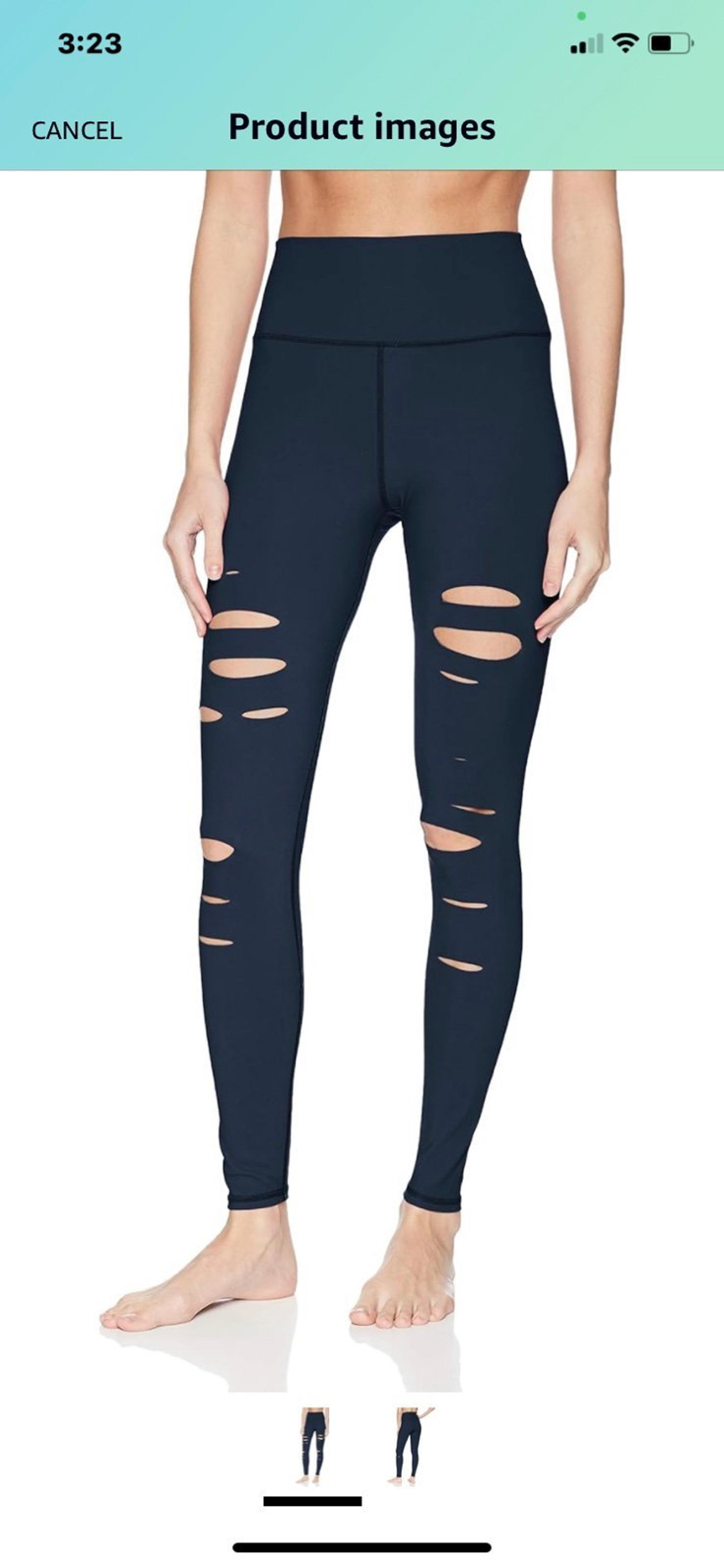 Alo Yoga Women's High Waisted Ripped Warrior Legging Small Blue