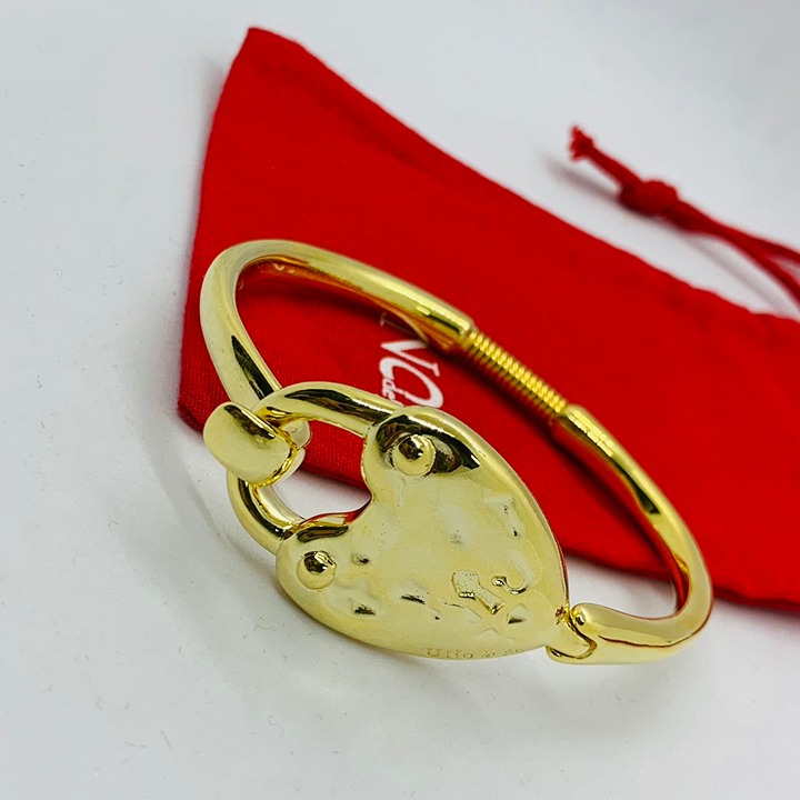 UNO de 50 Bracelet - Heart Lock Hinged Bracelet Gold-Plated Bead Unisex Bracelet