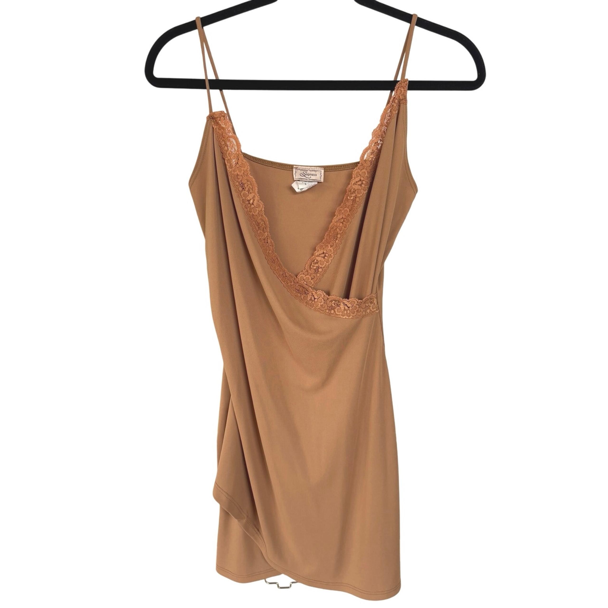 Vintage 90s Gold Lace Sexy Wrap Mini Dress Party Coquette Romantic Size Large