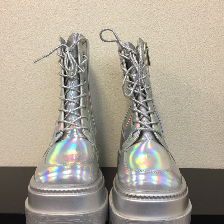 PRE LOVED - RADIO Chromatica Platform Boots in Silver/9 - SH329