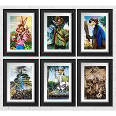 Disney Splash Mountain Ride Prints Brer Bear Fox Rabbit VINTAGE Set of 6