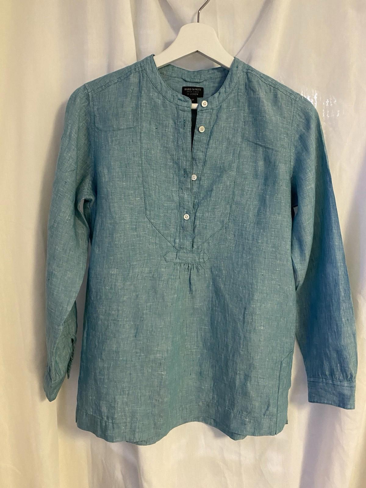 J.CREW x BAIRD MCNUTT irish linen button up shirt in blue size 0P. B2