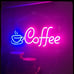 Coffee Neon Sign, Bright LED Coffee Sign with Metal Chain, USB Powered