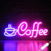 Coffee Neon Sign, Bright LED Coffee Sign with Metal Chain, USB Powered