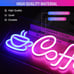 Coffee Neon Sign, Bright LED Coffee Sign with Metal Chain, USB Powered