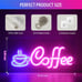 Coffee Neon Sign, Bright LED Coffee Sign with Metal Chain, USB Powered