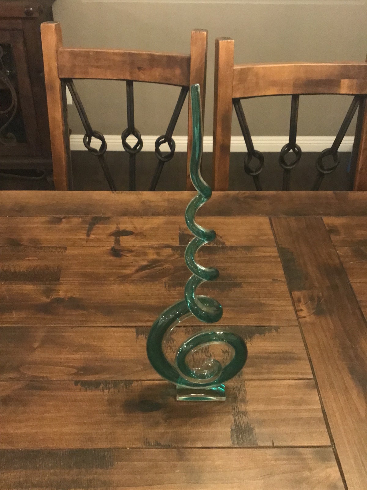 Gorgeous Twisted Green Murano Style Art Glass