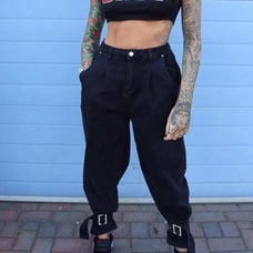Rhinestone Ankle Balloon Jeans