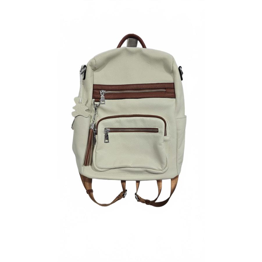 Altosy Chic Cream and Brown Backpack/ pursewith Multiple Pockets