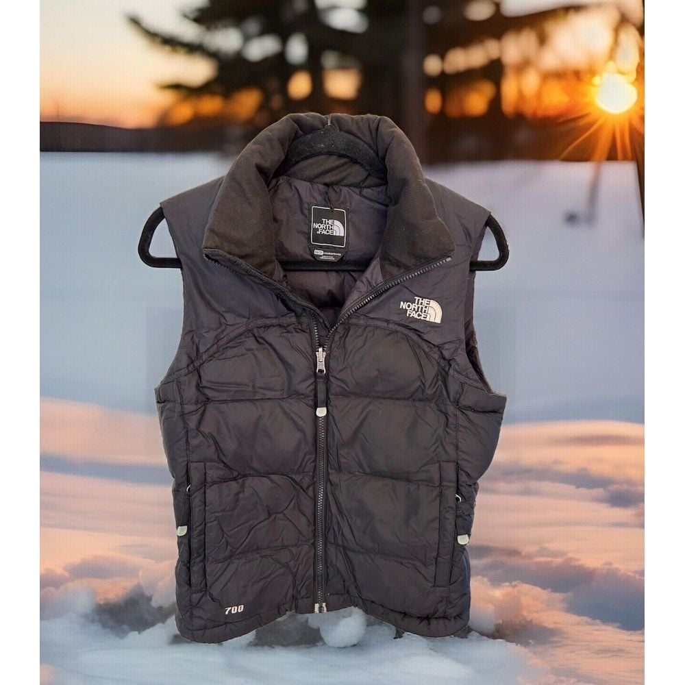 North Face Nuptse 700 Goose Down Puffer Vest Jacket Black Size XS EUC