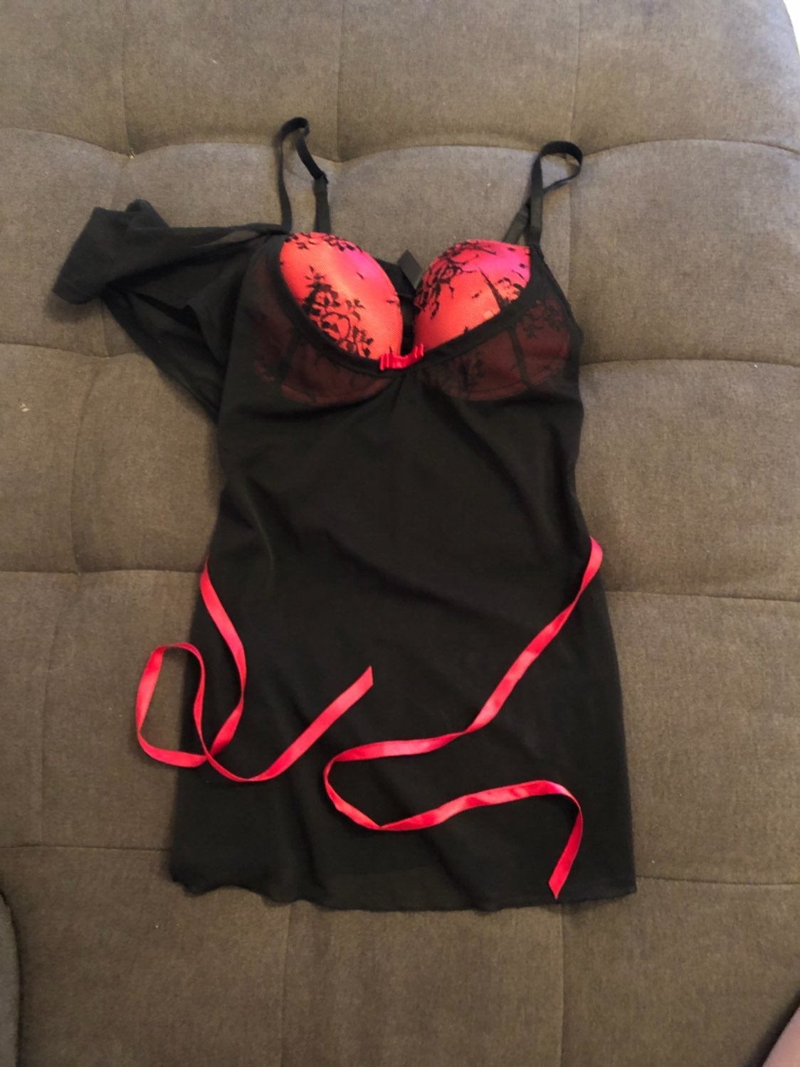 Oh La La Cheri Black & Red Negligee
