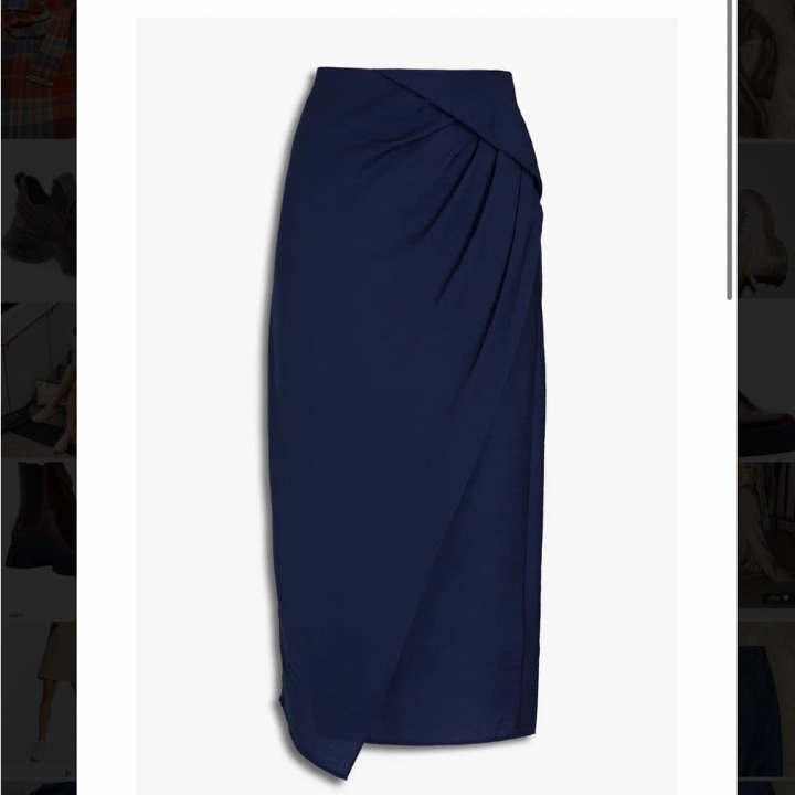 VINCE.Wrap-effect crepon midi skirt