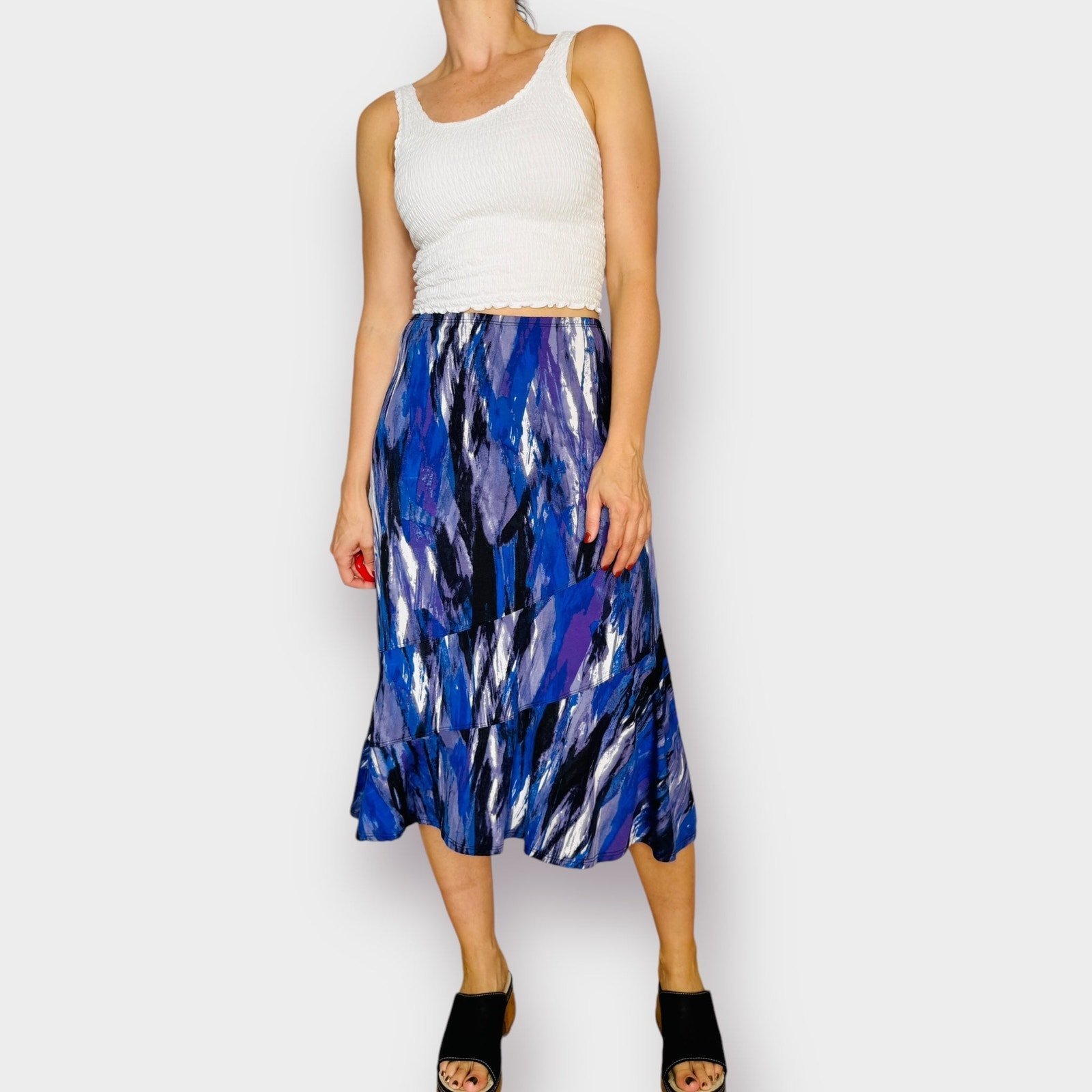 Y2K NY Collection purple blue midi skirt