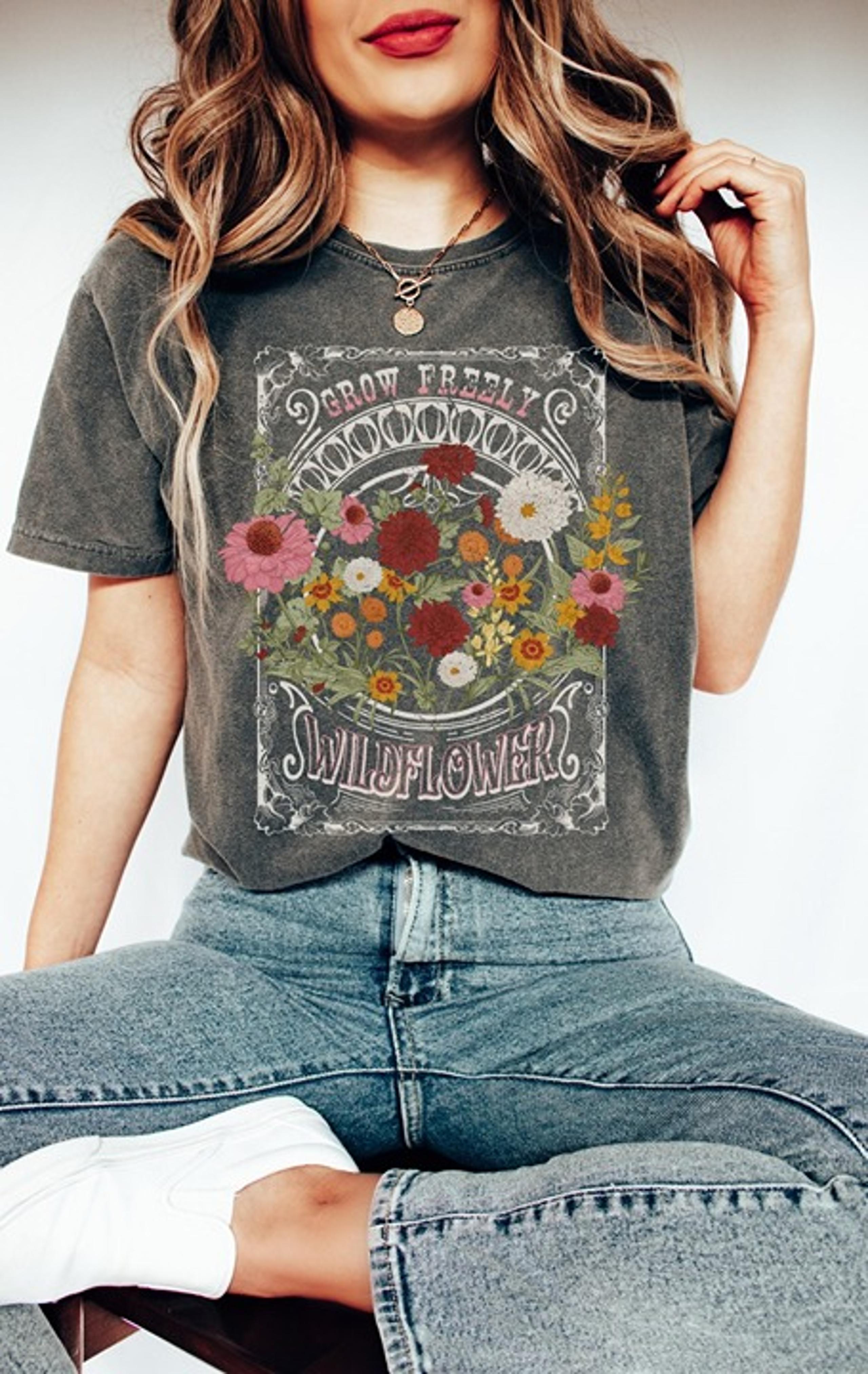 Colors Grow Freely Wildflowers T Shirt, Vintage Floral Shirt, Boho Flowers Shirt