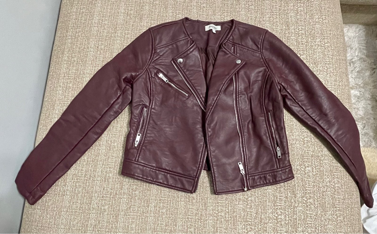 Med charlotte rousse Faux Leather Jacket maroon