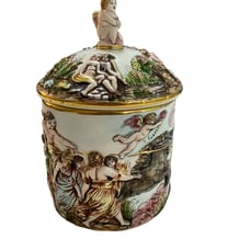 Capodimonte Jar With Lid Music Horse Angel