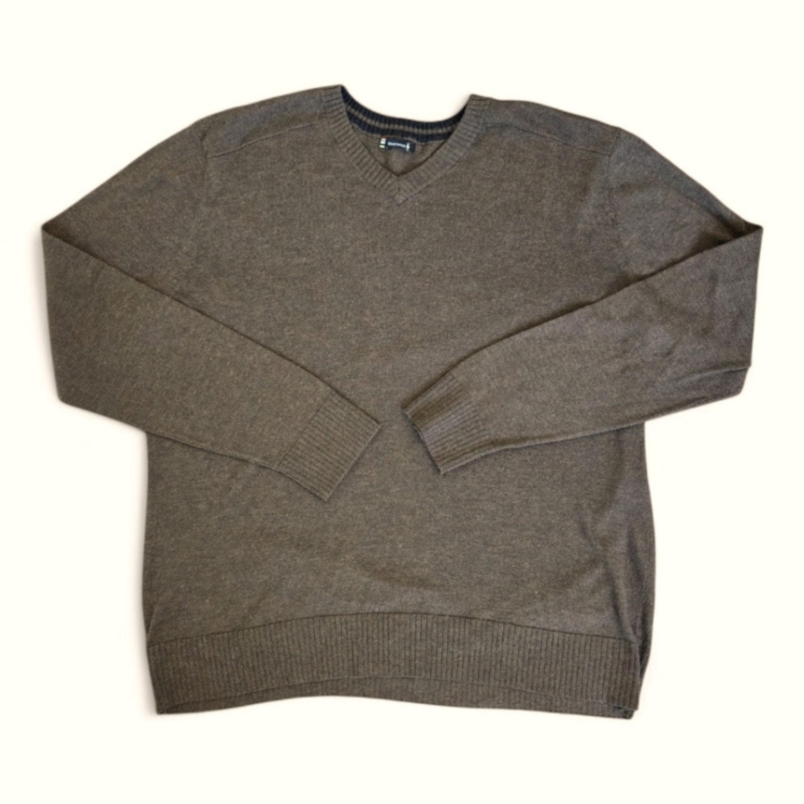 Smartwool Sparwood V-Neck Merino Wool Pullover Sweater Size Large Brown Olive