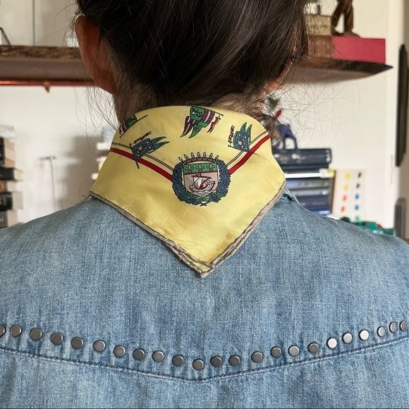 GUCCI VTG Silk Sailboat Nautical Flag Scarf