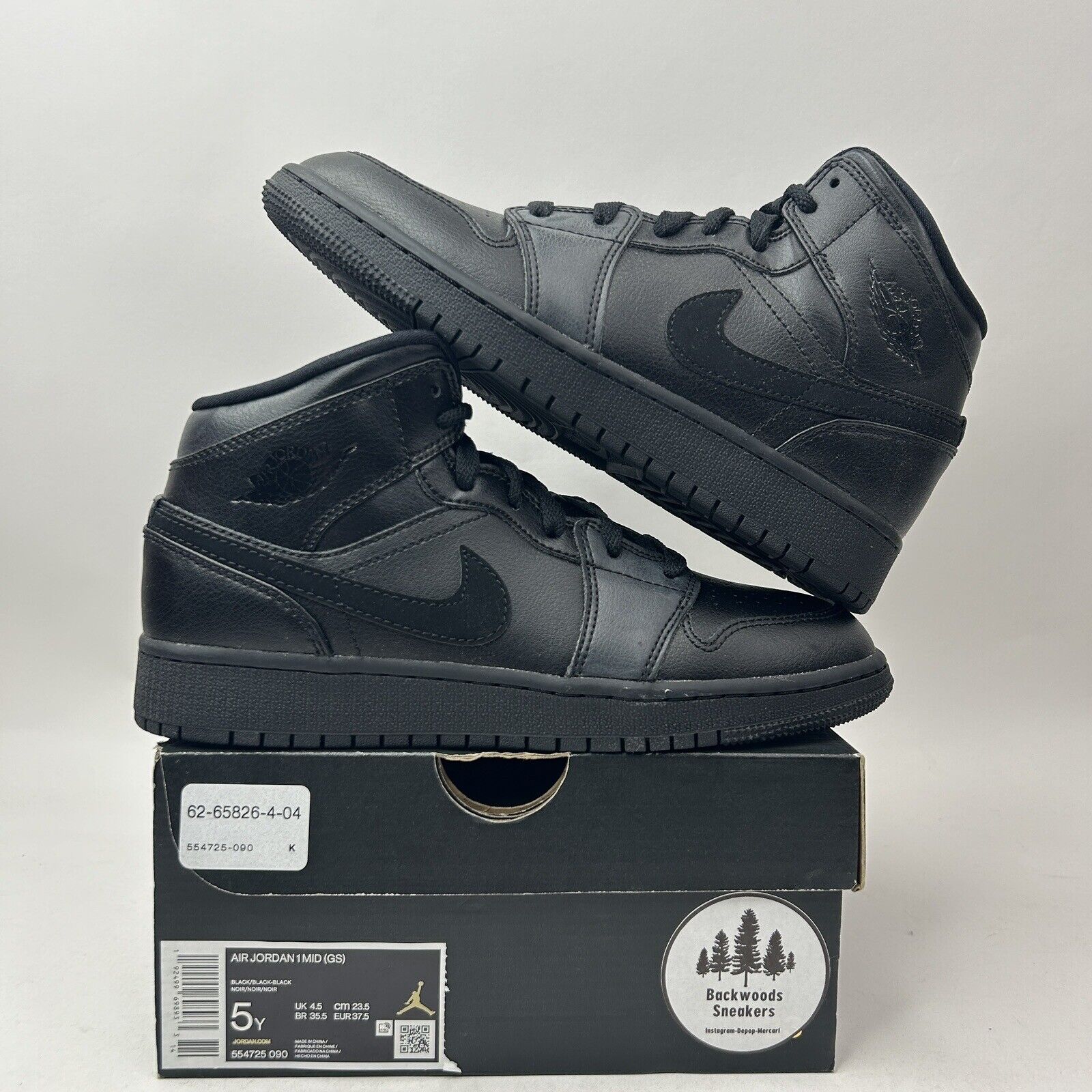 Nike Shoes Air Jordan 1 Mid GS “Deep Black Nubuck Swoosh” 2023